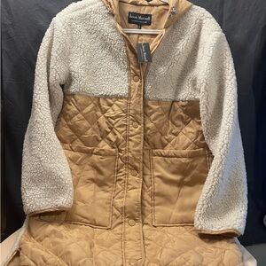 Jason Maxwell Quilted Tan and Cream Teddy Jacket
